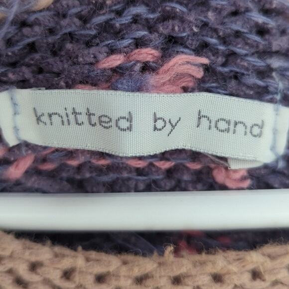 VTG Hand Knit Sweater Womens Small Floral Boho Artsy Coastal Cottagecore 90s - Picture 7 of 9